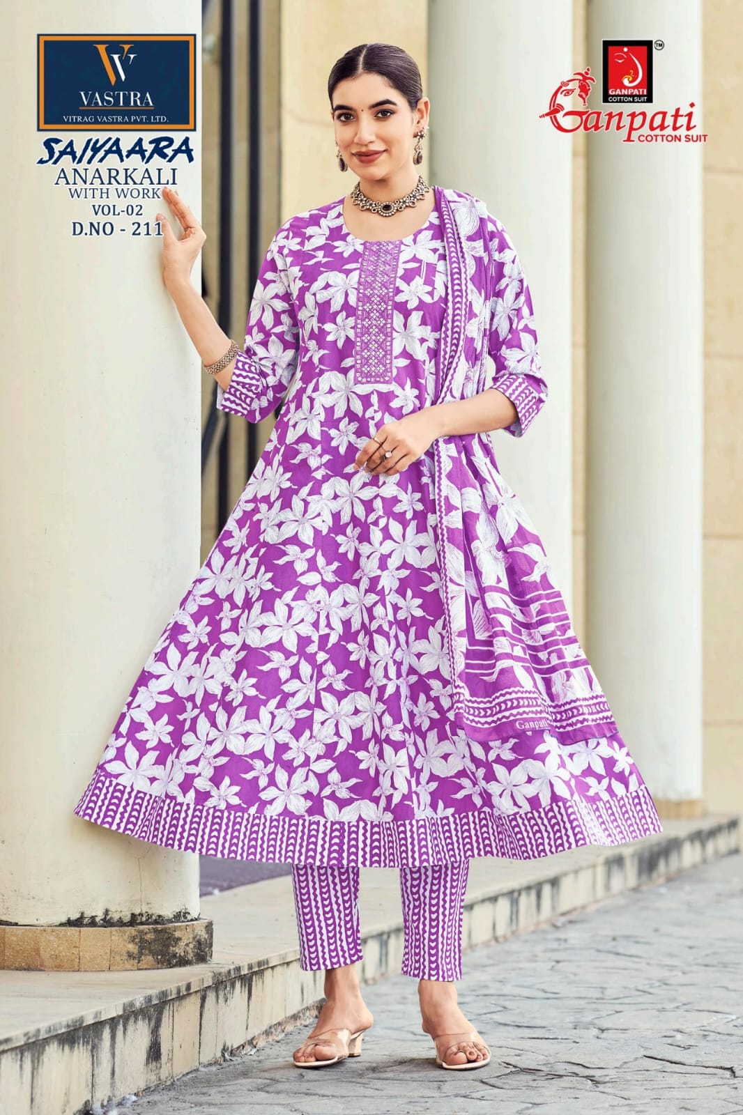 Saiyaara Vol 2 Ganpati Pure Cotton Readymade Anarkali Suits Wholesale