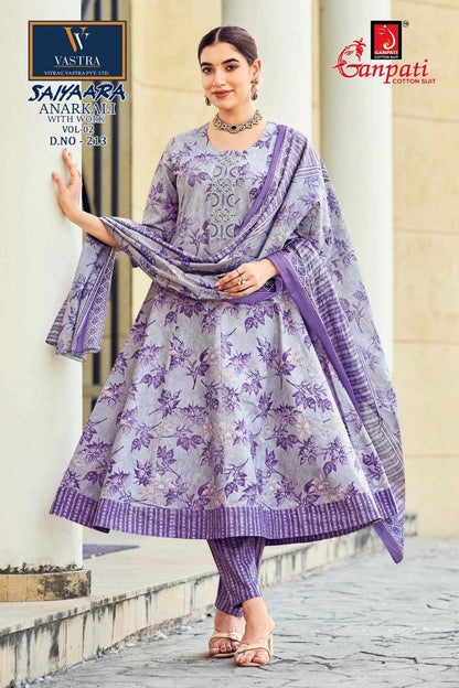 Saiyaara Vol 2 Ganpati Pure Cotton Readymade Anarkali Suits Wholesale