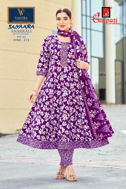 Saiyaara Vol 2 Ganpati Pure Cotton Readymade Anarkali Suits Wholesale