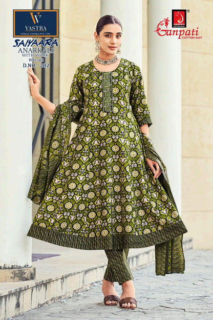 Saiyaara Vol 2 Ganpati Pure Cotton Readymade Anarkali Suits Wholesale