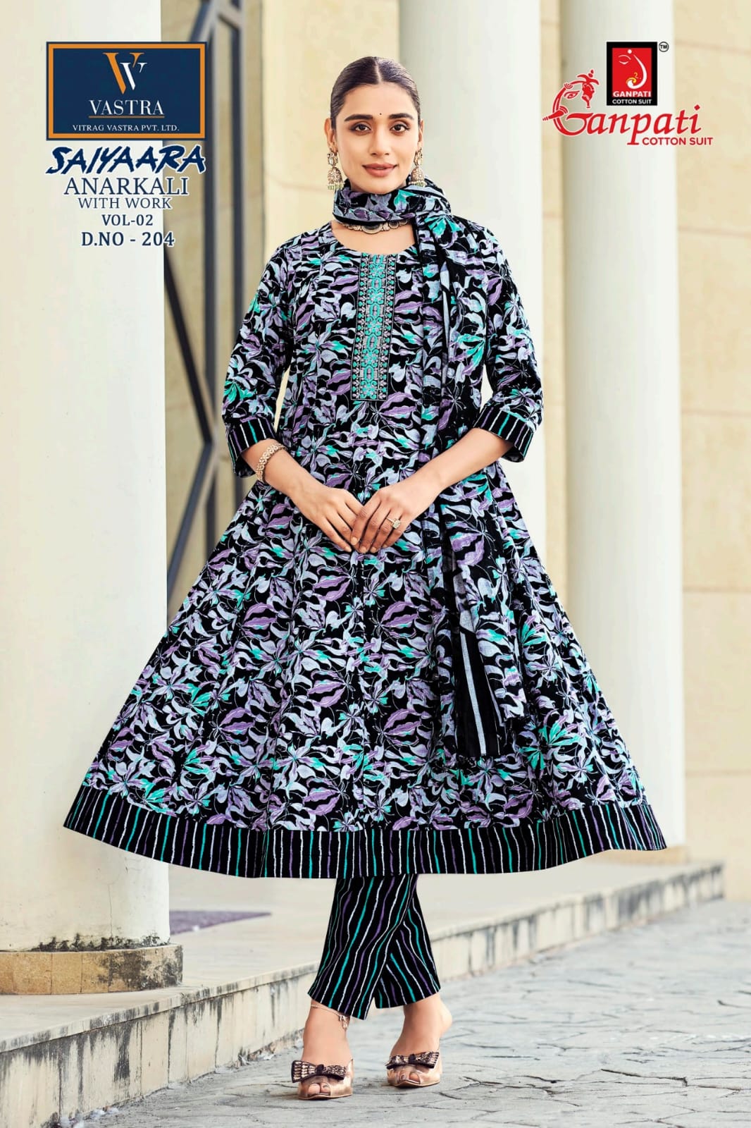 Saiyaara Vol 2 Ganpati Pure Cotton Readymade Anarkali Suits Wholesale