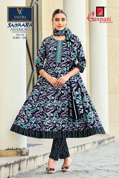 Saiyaara Vol 2 Ganpati Pure Cotton Readymade Anarkali Suits Wholesale