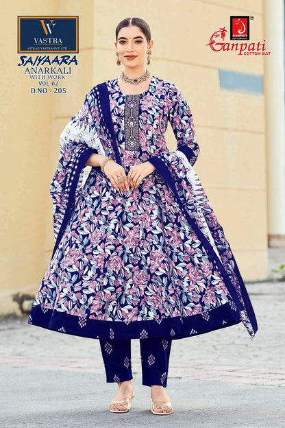 Saiyaara Vol 2 Ganpati Pure Cotton Readymade Anarkali Suits Wholesale