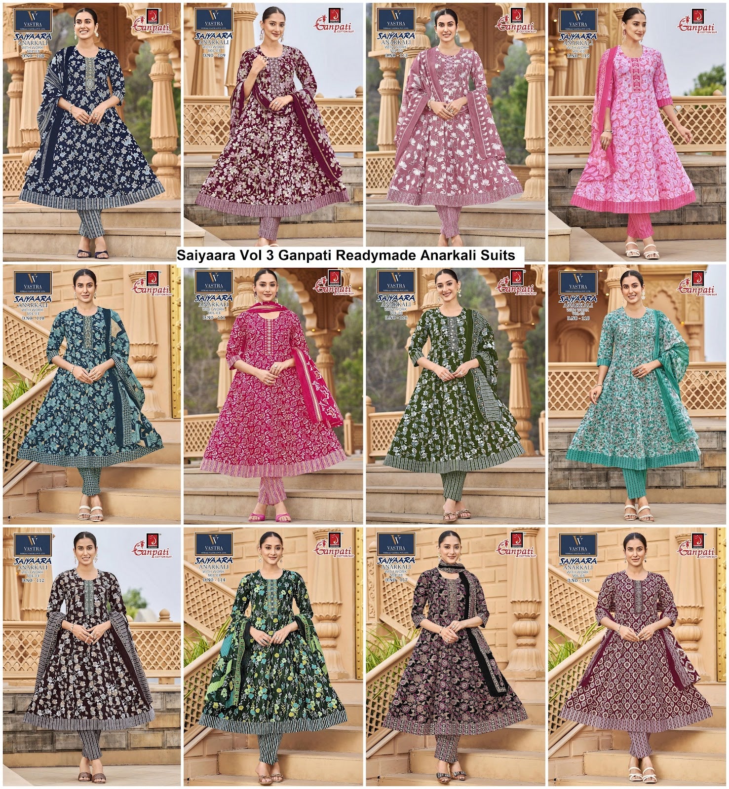 Saiyaara Vol 3 Ganpati Cotton Readymade Anarkali Suits Wholesaler