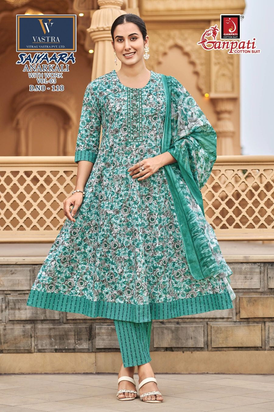 Saiyaara Vol 3 Ganpati Cotton Readymade Anarkali Suits Wholesaler