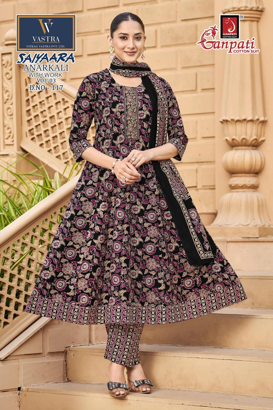 Saiyaara Vol 3 Ganpati Cotton Readymade Anarkali Suits Wholesaler