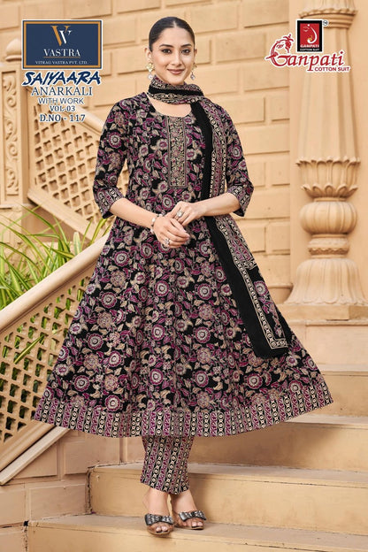 Saiyaara Vol 3 Ganpati Cotton Readymade Anarkali Suits Wholesaler