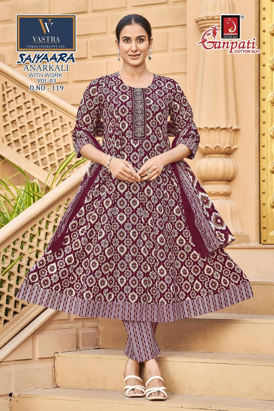 Saiyaara Vol 3 Ganpati Cotton Readymade Anarkali Suits Wholesaler