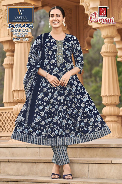 Saiyaara Vol 3 Ganpati Cotton Readymade Anarkali Suits Wholesaler