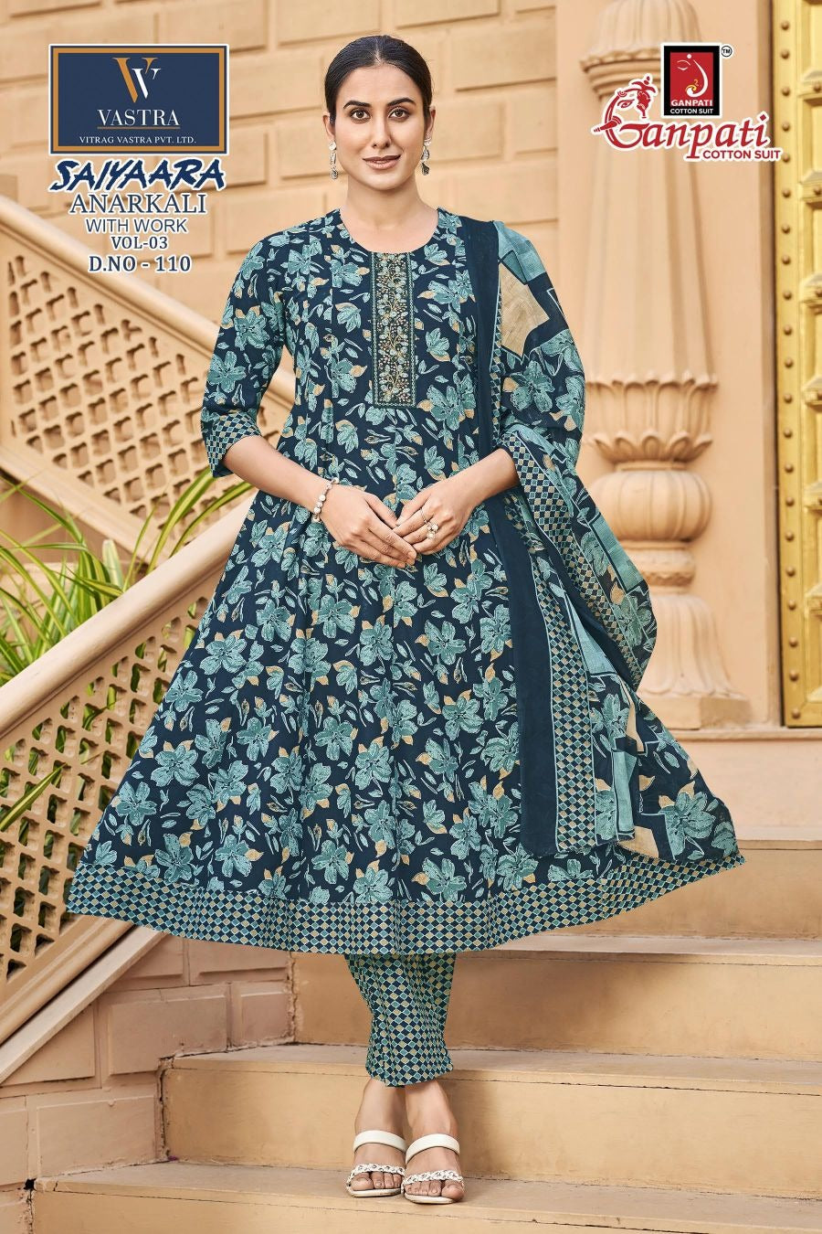 Saiyaara Vol 3 Ganpati Cotton Readymade Anarkali Suits Wholesaler