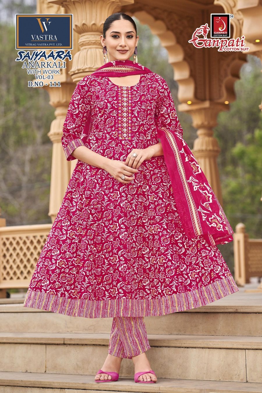 Saiyaara Vol 3 Ganpati Cotton Readymade Anarkali Suits Wholesaler