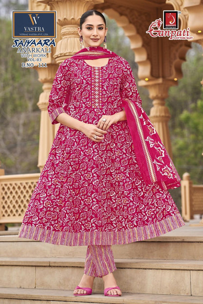 Saiyaara Vol 3 Ganpati Cotton Readymade Anarkali Suits Wholesaler