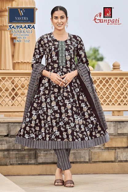 Saiyaara Vol 3 Ganpati Cotton Readymade Anarkali Suits Wholesaler