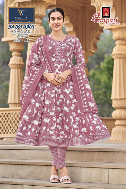Saiyaara Vol 3 Ganpati Cotton Readymade Anarkali Suits Wholesaler