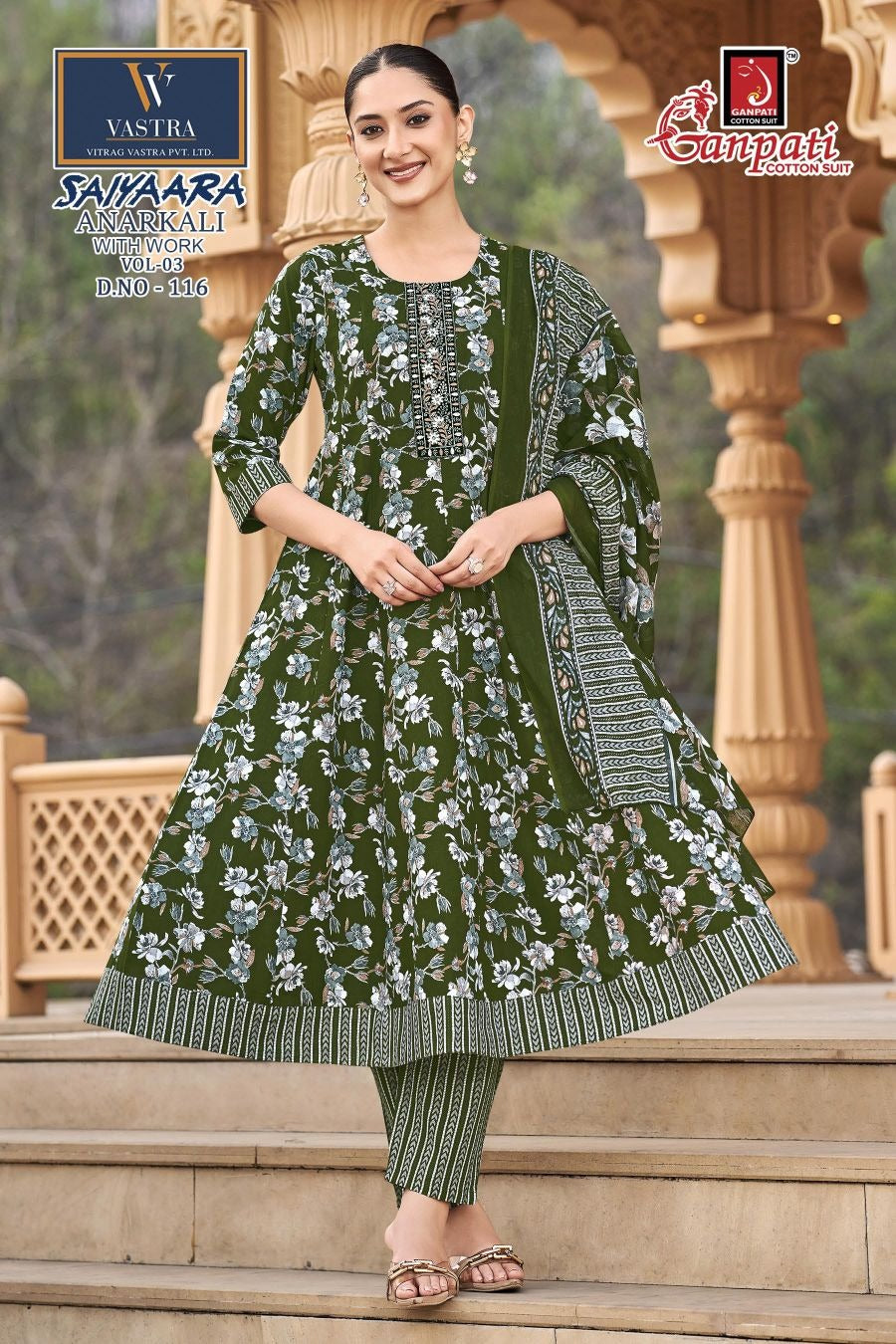 Saiyaara Vol 3 Ganpati Cotton Readymade Anarkali Suits Wholesaler