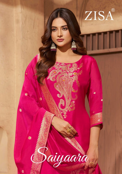 Saiyaara Zisa Pure Silk Pant Style Suits Wholesaler Ahmedabad