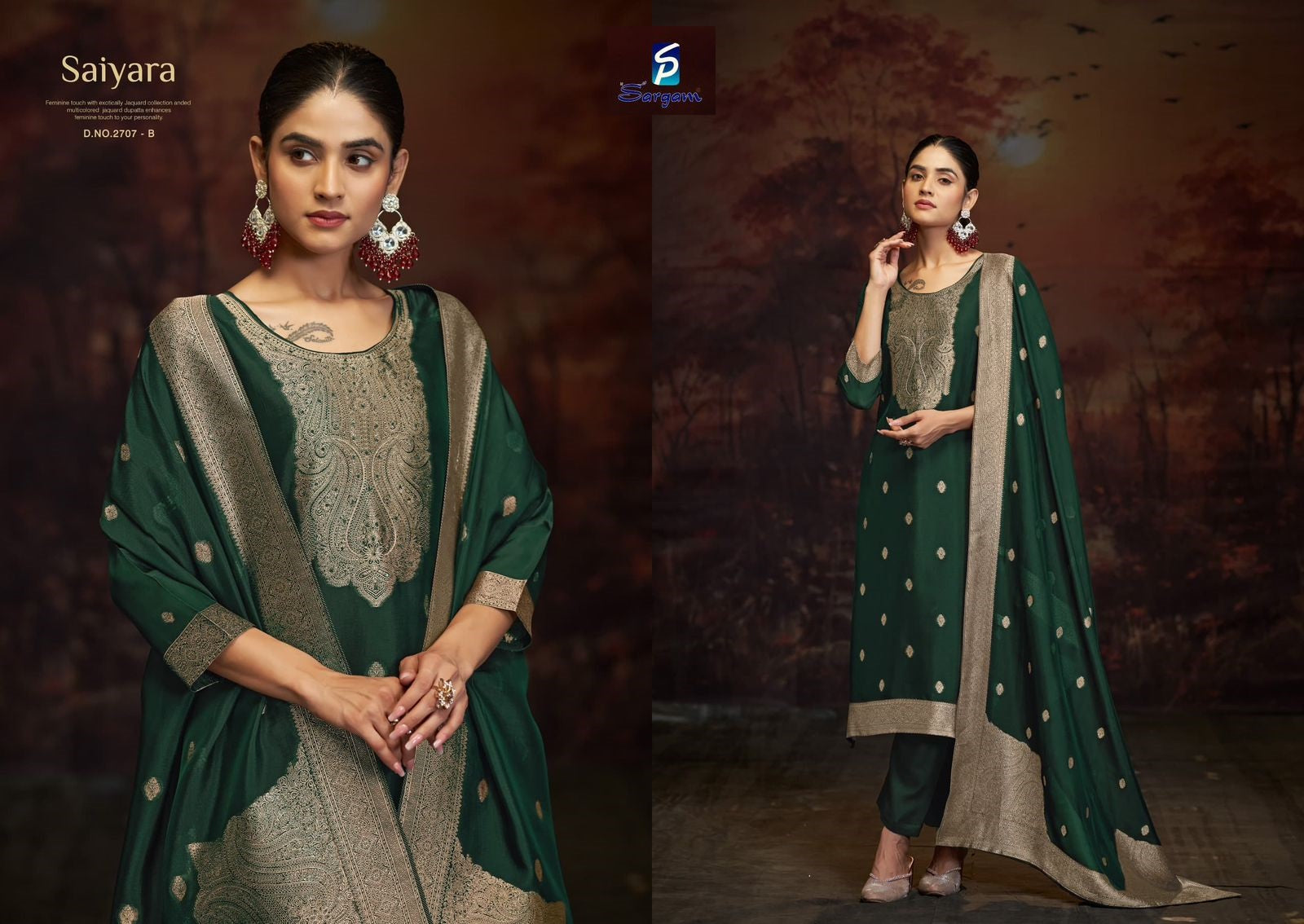Saiyara Sargam Prints Banglori Silk Pant Style Suits Supplier Ahmedabad