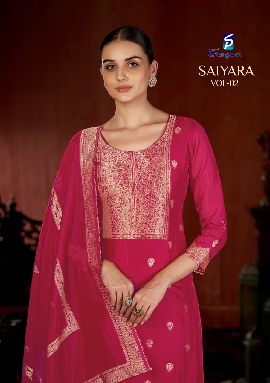 Saiyara Vol 2 Sargam Prints Silk Jacquard Pant Style Suits Wholesale Price