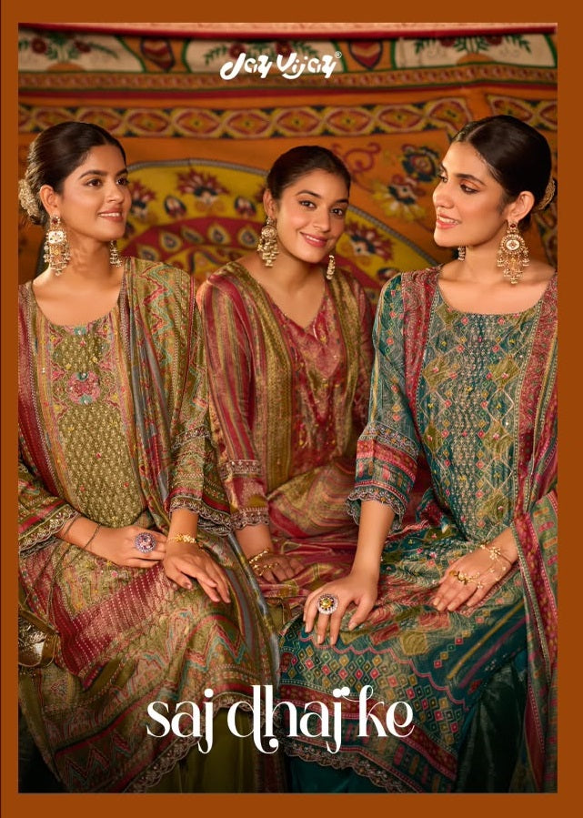 Saj Dhaj Ke Jay Vijay Kanjivaram Pant Style Suits Exporter Gujarat
