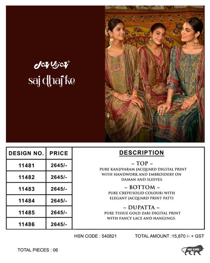 Saj Dhaj Ke Jay Vijay Kanjivaram Pant Style Suits Exporter Gujarat