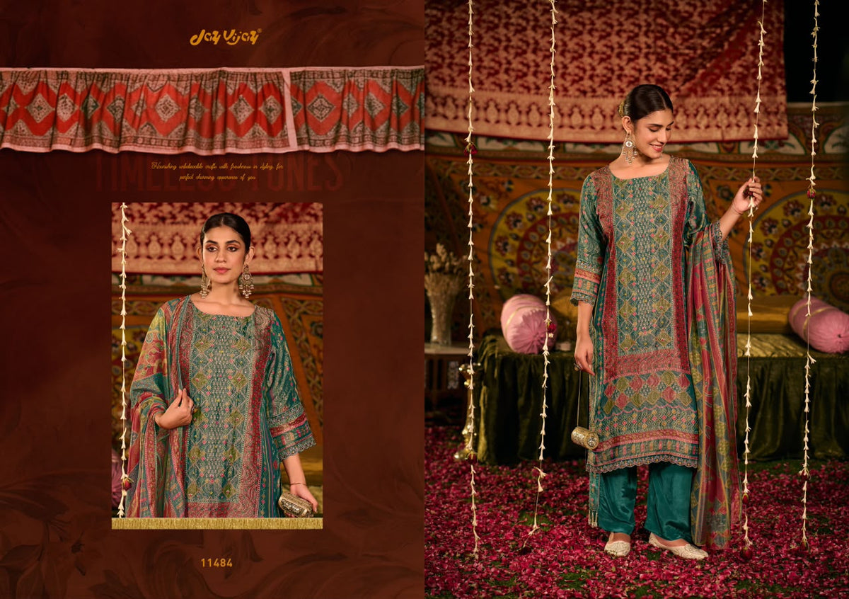 Saj Dhaj Ke Jay Vijay Kanjivaram Pant Style Suits Exporter Gujarat