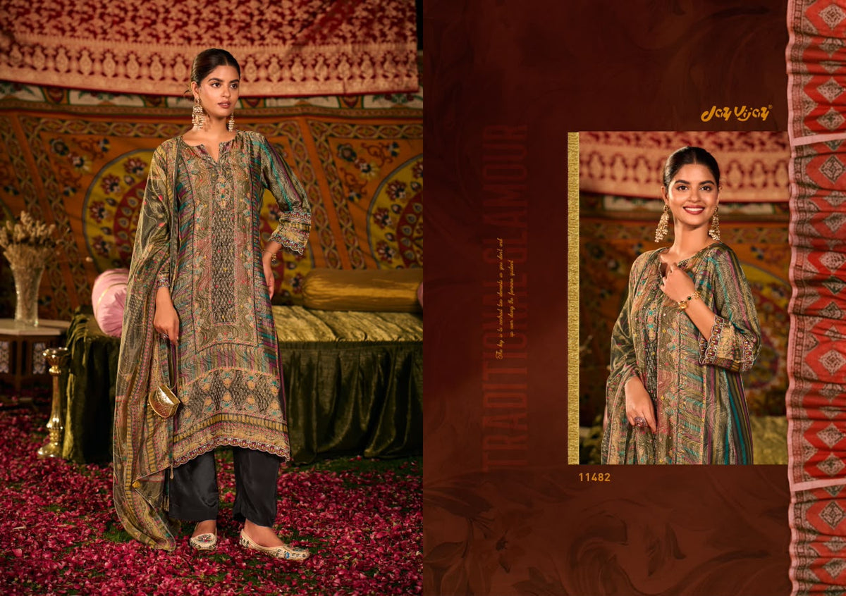 Saj Dhaj Ke Jay Vijay Kanjivaram Pant Style Suits Exporter Gujarat