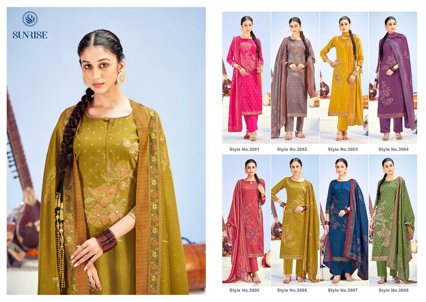 Sajaan Vol 3 Sunrise Jam Satin Pant Style Suits Exporter India