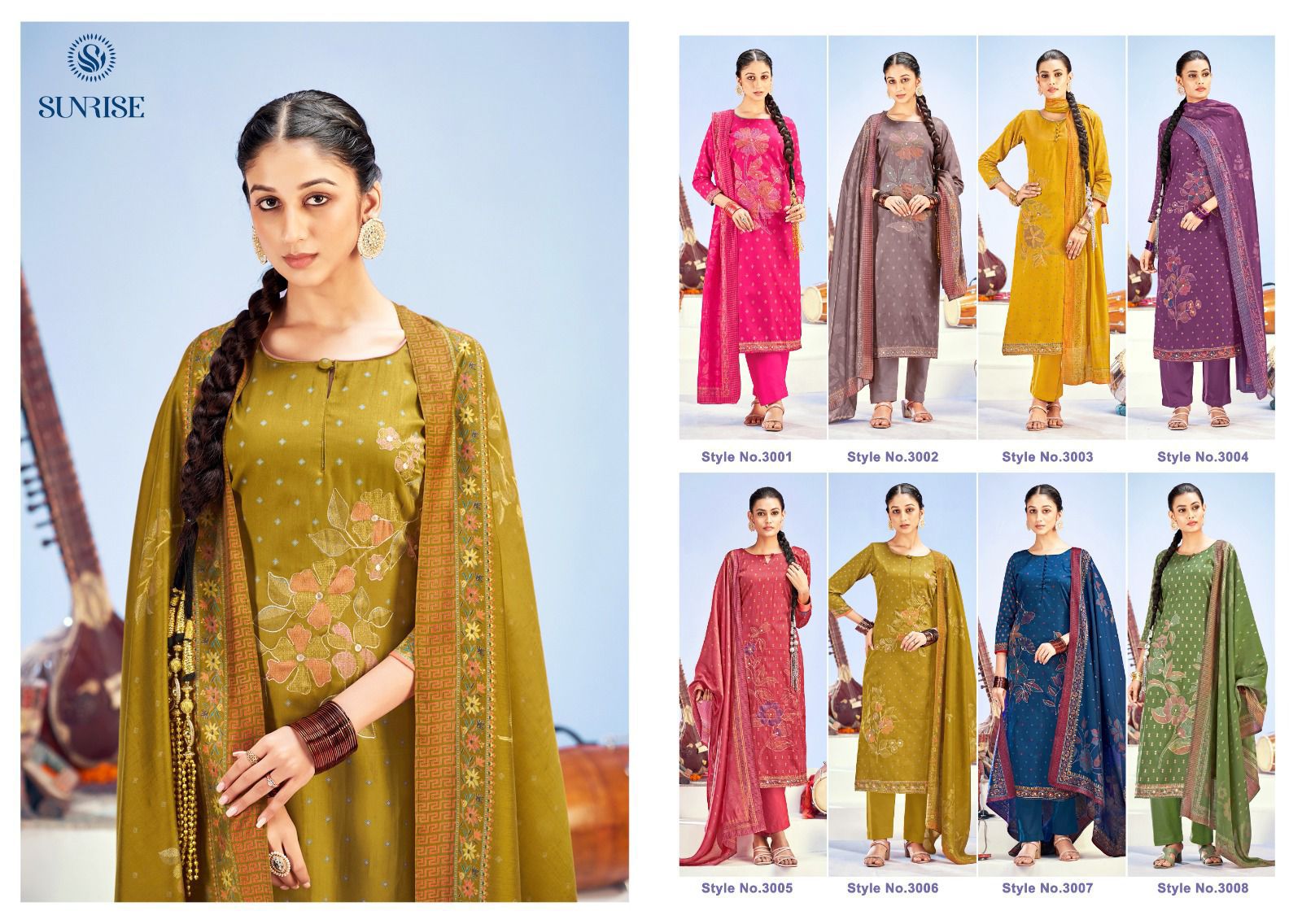 Sajaan Vol 3 Sunrise Jam Satin Pant Style Suits Exporter India