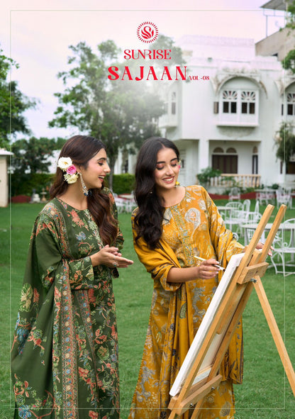 Sajaan Vol 8 Sunrise Jam Satin Pant Style Suits Supplier