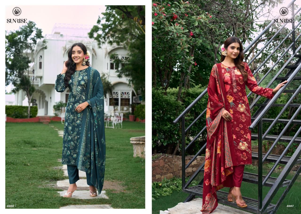 Sajaan Vol 8 Sunrise Jam Satin Pant Style Suits Supplier