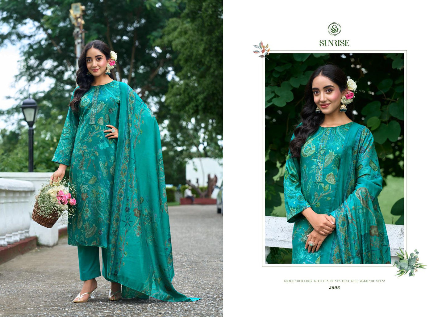 Sajaan Vol 8 Sunrise Jam Satin Pant Style Suits Supplier