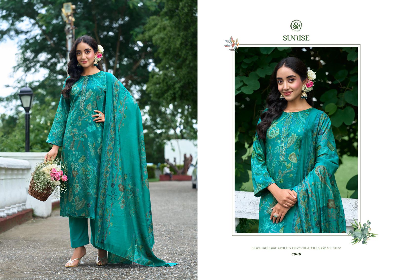 Sajaan Vol 8 Sunrise Jam Satin Pant Style Suits Supplier