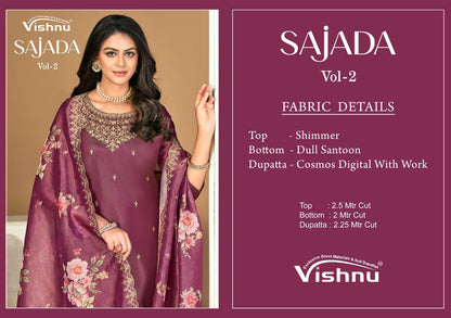 Sajada Vol 2 Vishnu Impex Shimmer Pant Style Suits Exporter