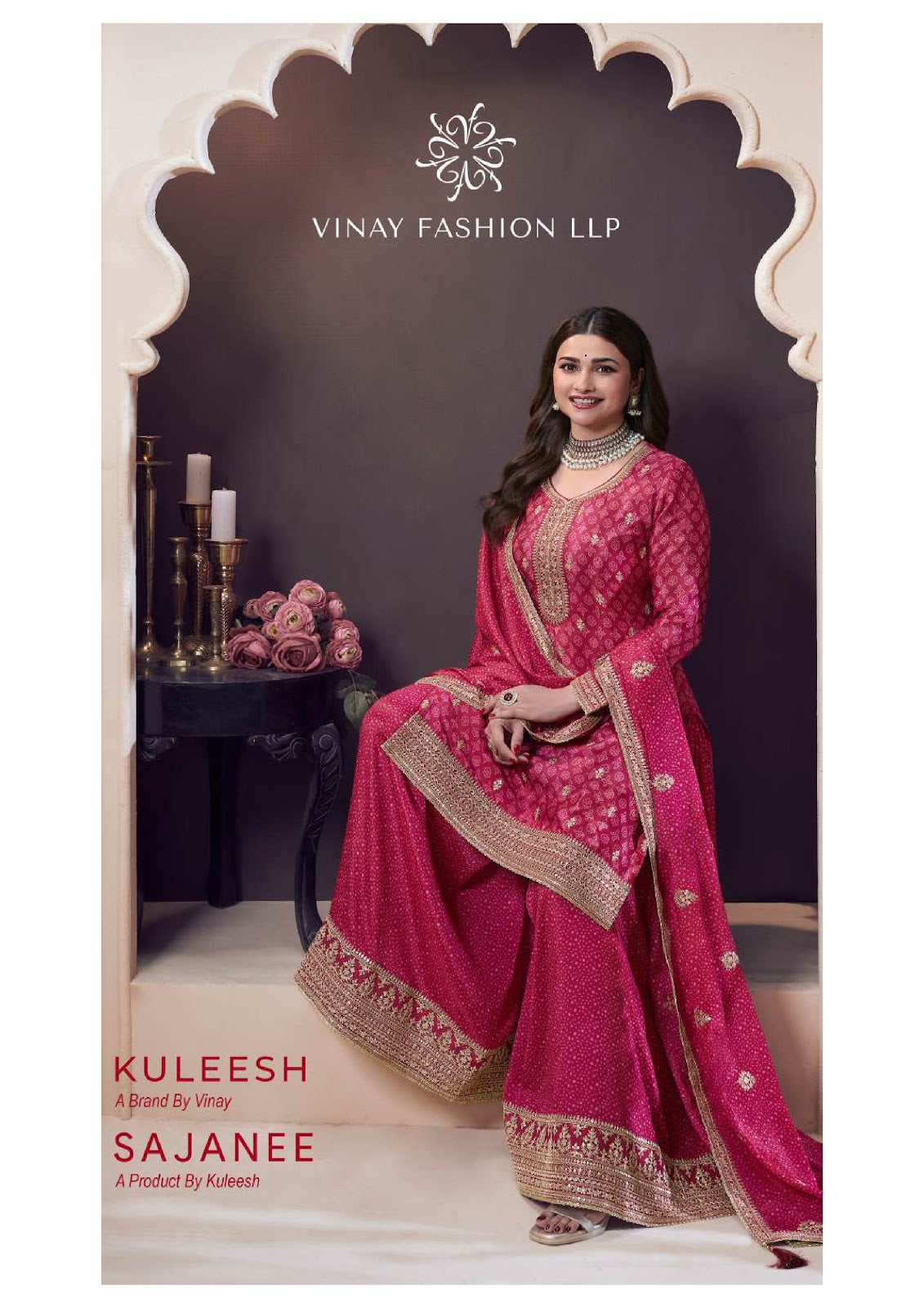 Sajanee Kuleesh Vinay Fashion Llp Chinon Sharara Style Suits Manufacturer India