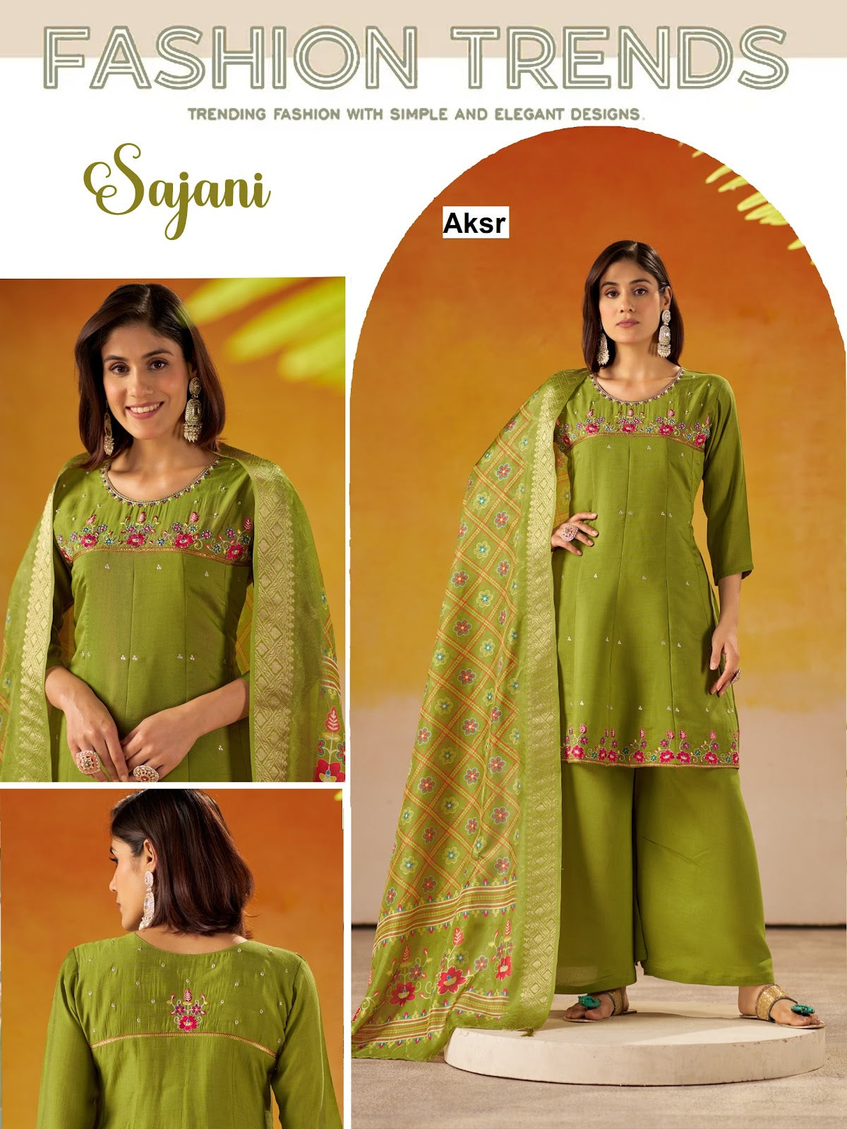 Sajani Aksr Two Tone Readymade Plazzo Style Suits Exporter India