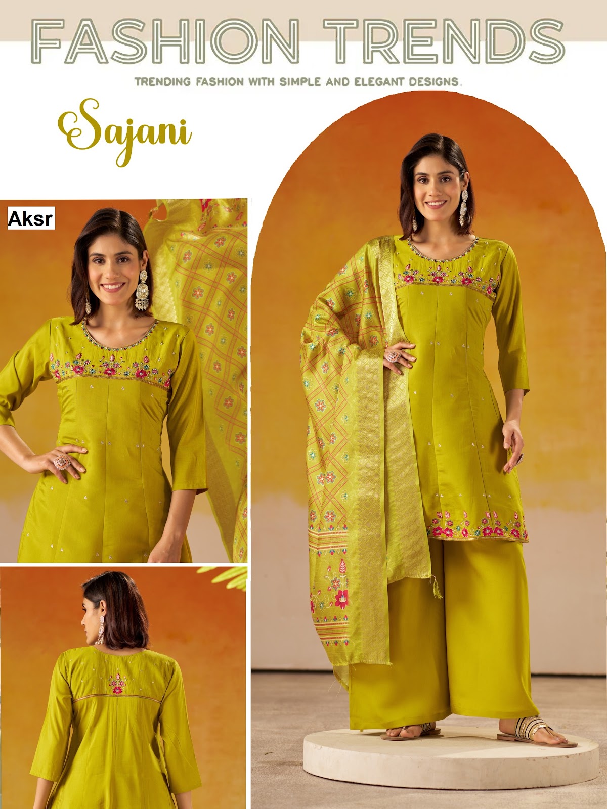 Sajani Aksr Two Tone Readymade Plazzo Style Suits Exporter India