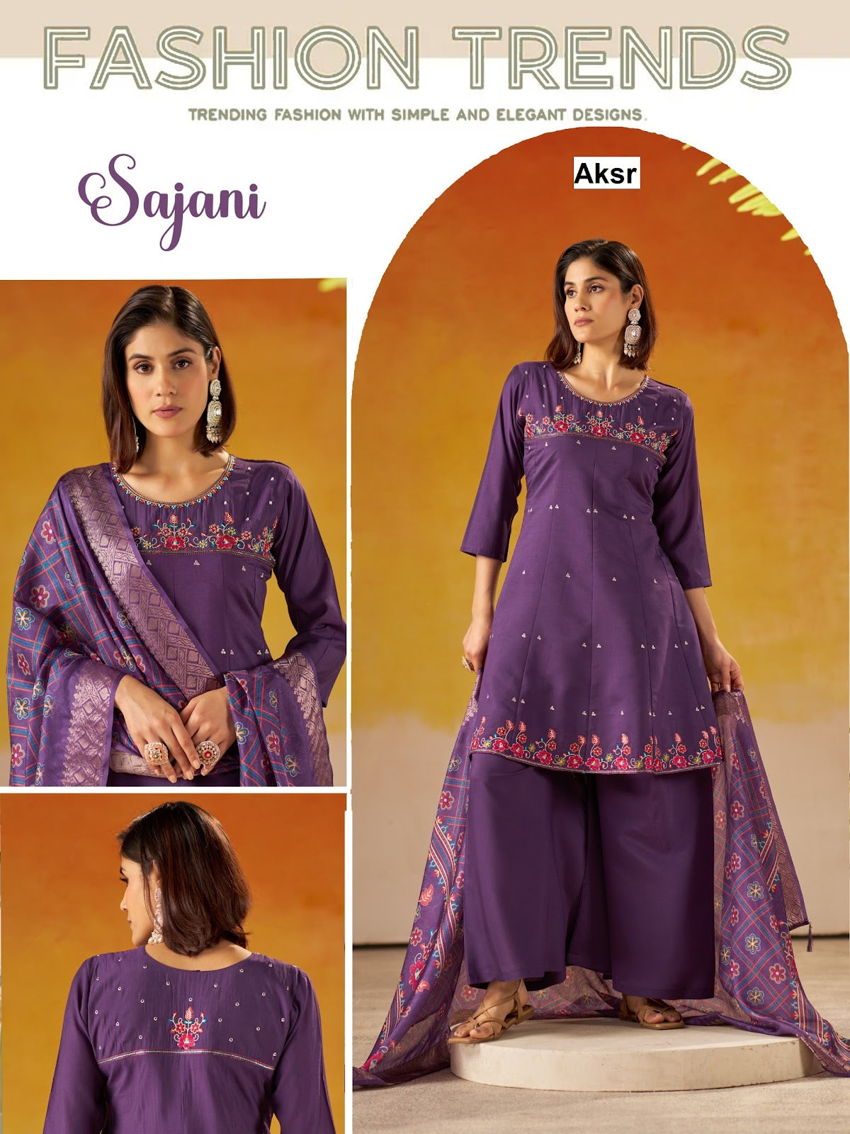 Sajani Aksr Two Tone Readymade Plazzo Style Suits Exporter India