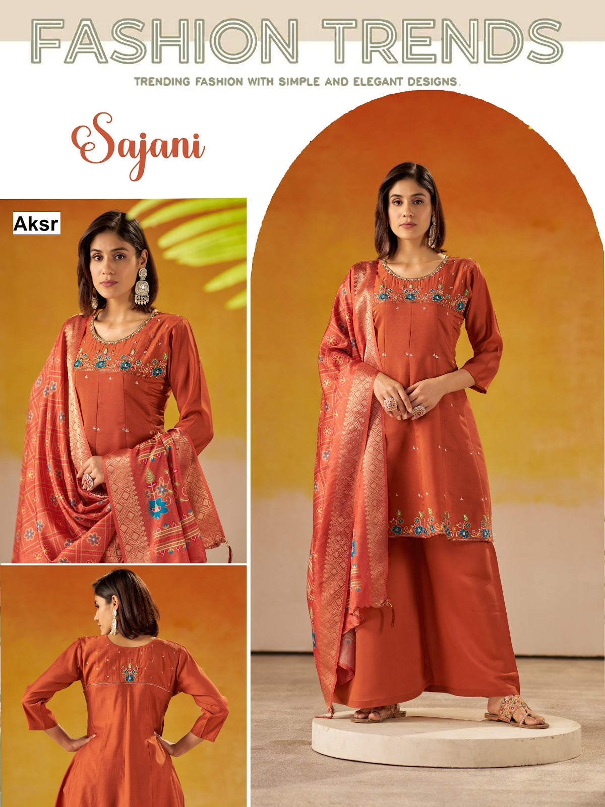 Sajani Aksr Two Tone Readymade Plazzo Style Suits Exporter India