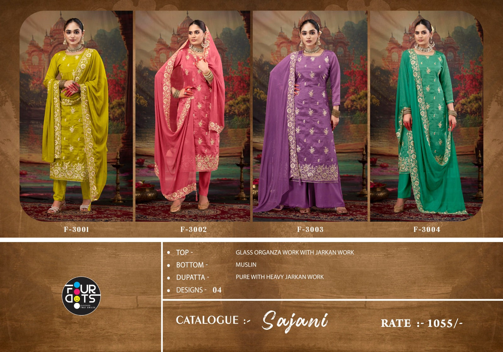 Sajani Four Dots Organza Pant Style Suits Manufacturer Gujarat