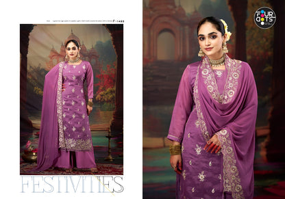 Sajani Four Dots Organza Pant Style Suits Manufacturer Gujarat