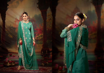 Sajani Four Dots Organza Pant Style Suits Manufacturer Gujarat