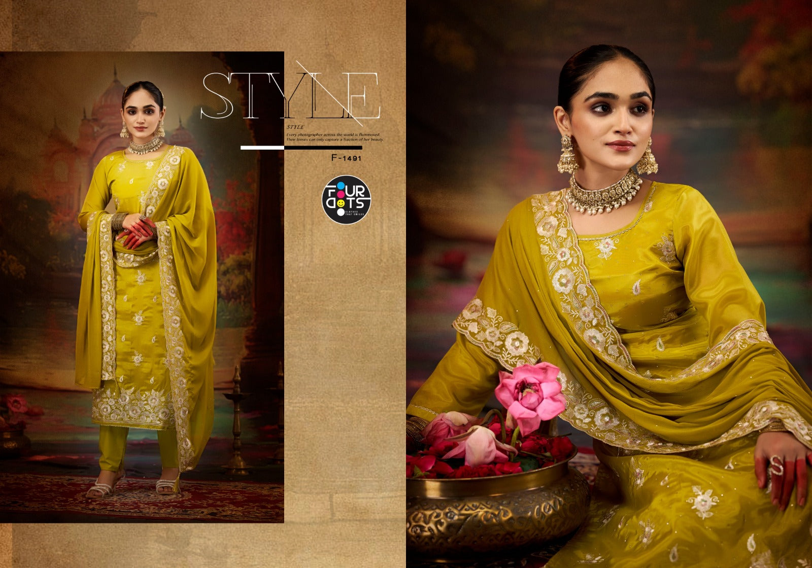 Sajani Four Dots Organza Pant Style Suits Manufacturer Gujarat