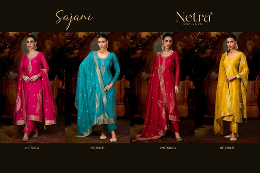 Sajani Netra Woven Silk Pant Style Suits Exporter Ahmedabad