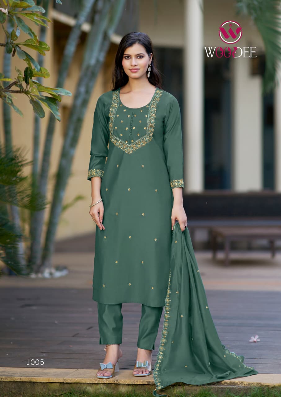 Sajani Woodee Viscose Readymade Pant Style Suits Wholesaler India