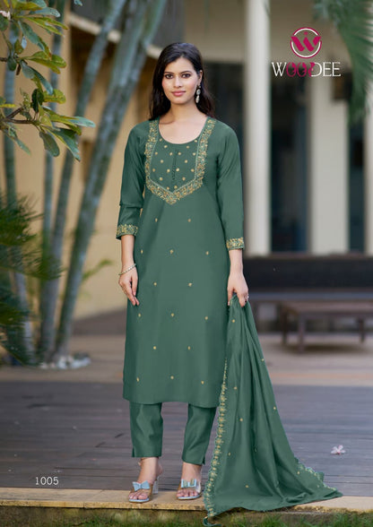 Sajani Woodee Viscose Readymade Pant Style Suits Wholesaler India