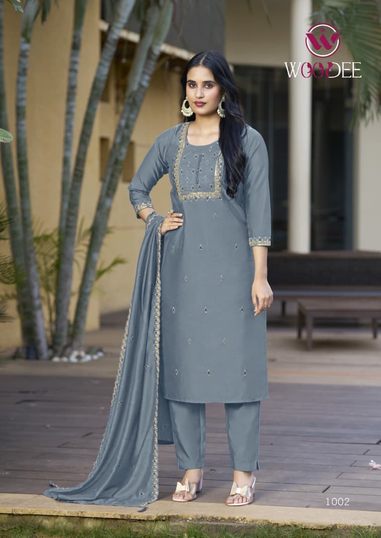 Sajani Woodee Viscose Readymade Pant Style Suits Wholesaler India