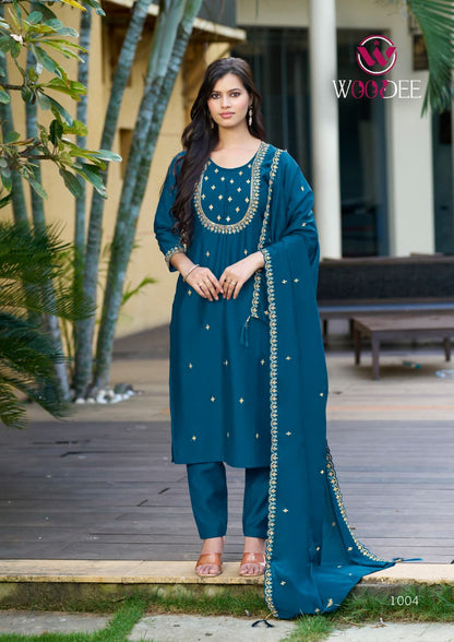 Sajani Woodee Viscose Readymade Pant Style Suits Wholesaler India