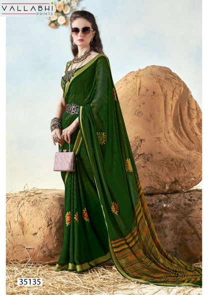 Sajaniya Vol 3 Vallabhi Prints Moss Sarees Manufacturer India