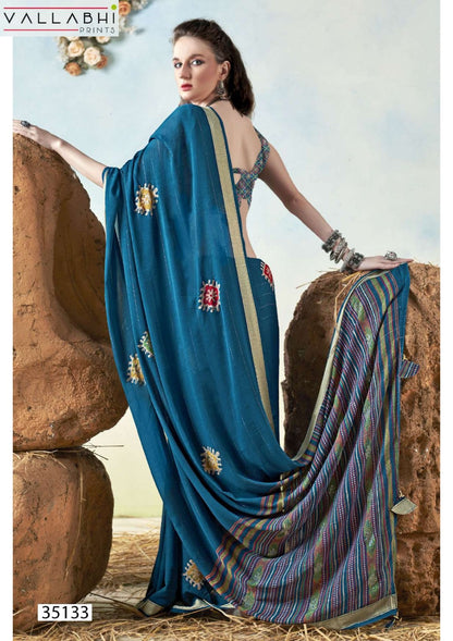 Sajaniya Vol 3 Vallabhi Prints Moss Sarees Manufacturer India