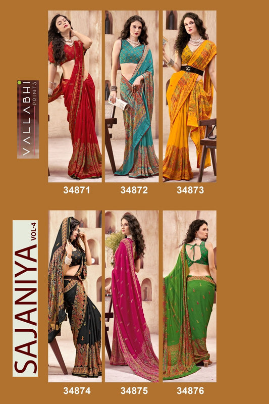Sajaniya Vol 4 Vallabhi Prints Moss Sarees Manufacturer Gujarat